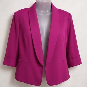 Kasper Women's Stretch Crepe Shawl Collar Open-Front Jacket - Magenta - Size 18
